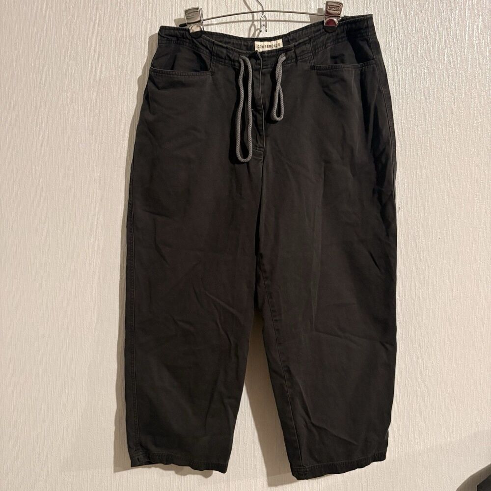 Crossroads Black Drawstring Crops 100% Cotton Simple Butter Women’s 10
